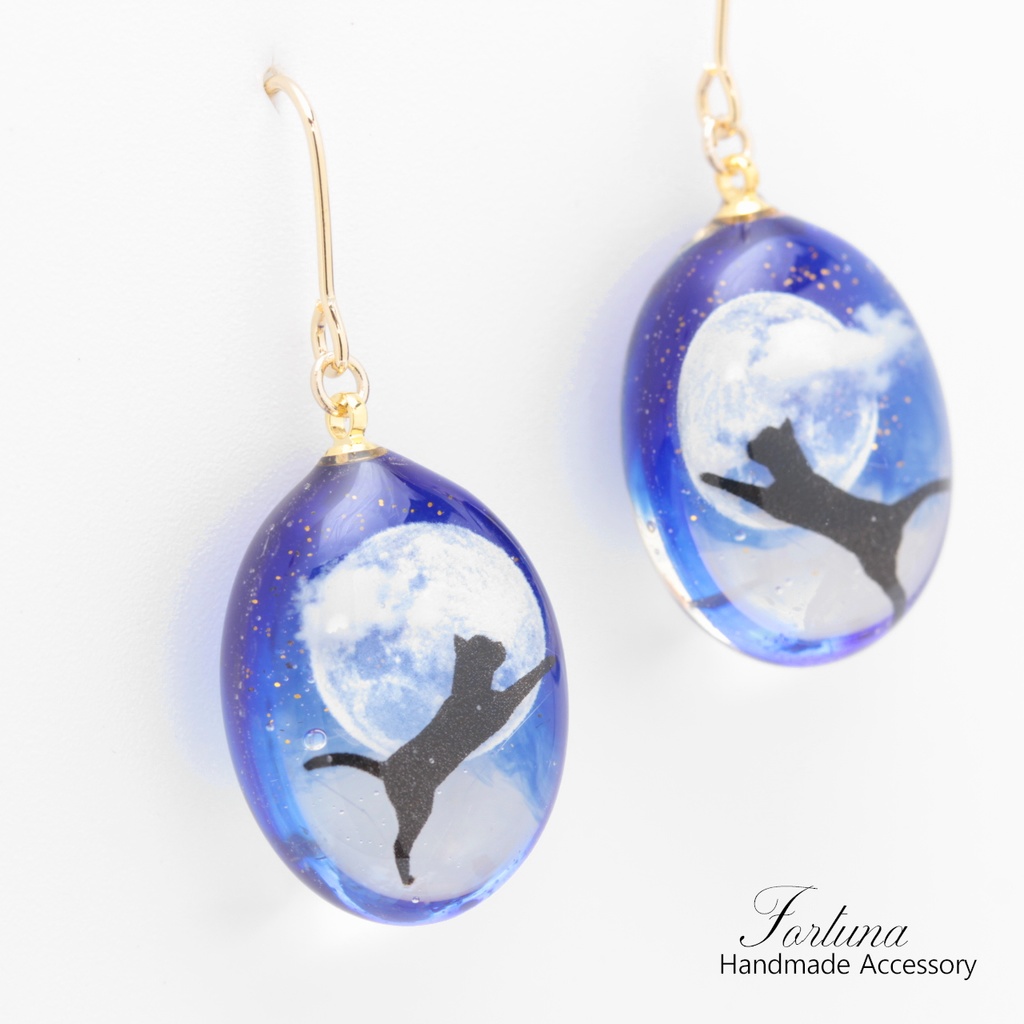 夜空と猫(965) ピアス/イヤリング/ノンホールピアス/樹脂ピアス