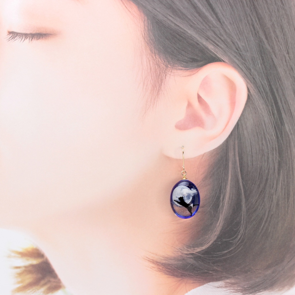 夜空と猫(965) ピアス/イヤリング/ノンホールピアス/樹脂ピアス