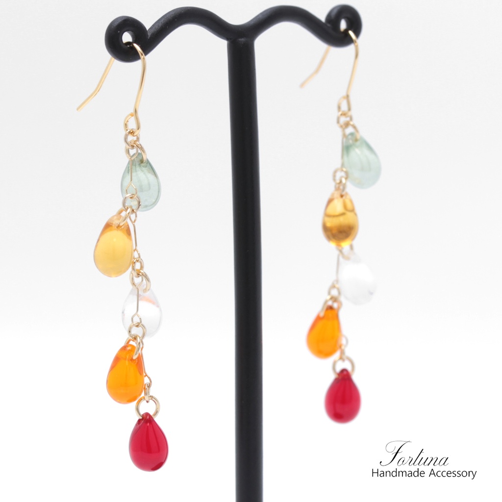 レッドドロップ(969) ピアス/イヤリング/ノンホールピアス/樹脂ピアス