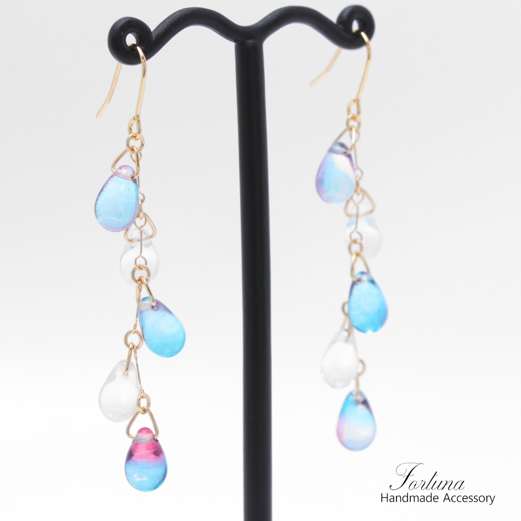 ブルー×ピンクドロップ(983) ピアス/イヤリング/ノンホールピアス/樹脂ピアス