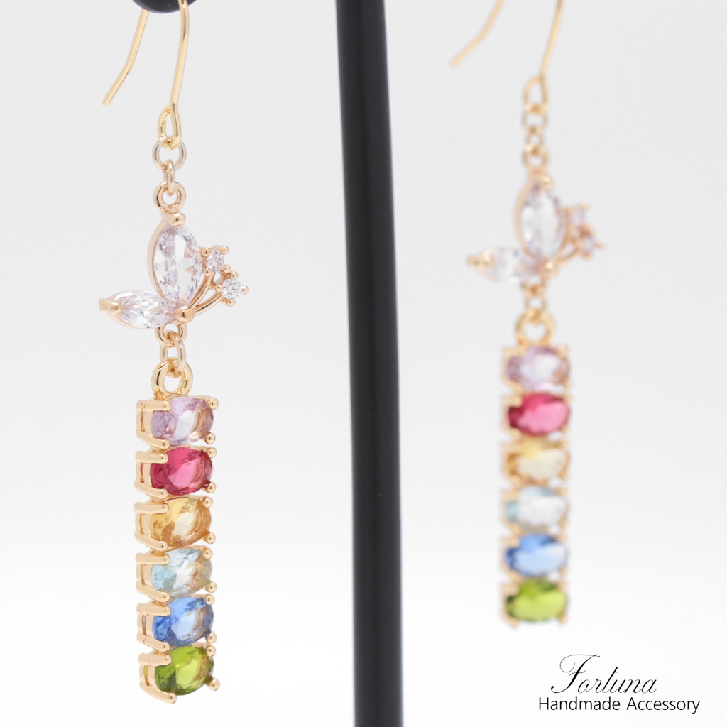 Butterfly&Colorful Jewel(994) ピアス/イヤリング/ノンホールピアス/樹脂ピアス