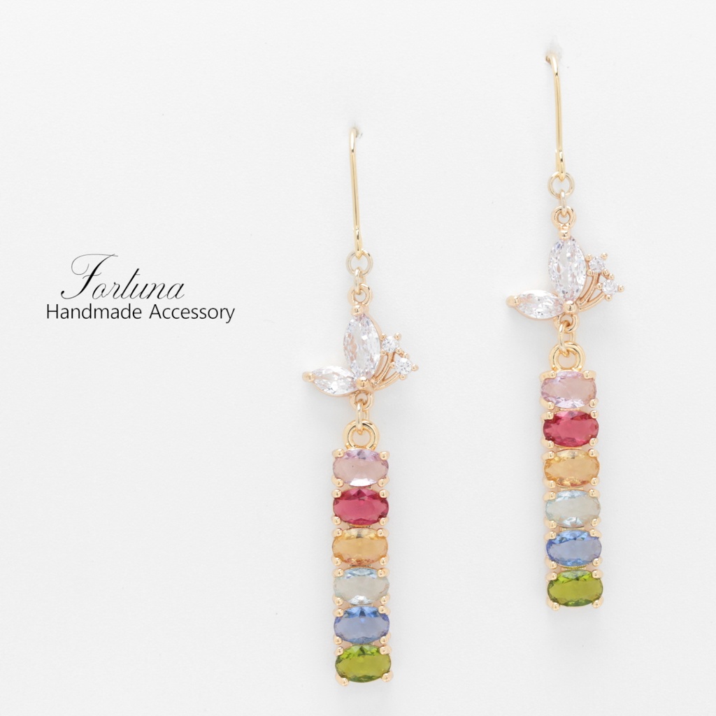 Butterfly＆Colorful Jewel(994) ピアス/イヤリング/ノンホールピアス/樹脂ピアス