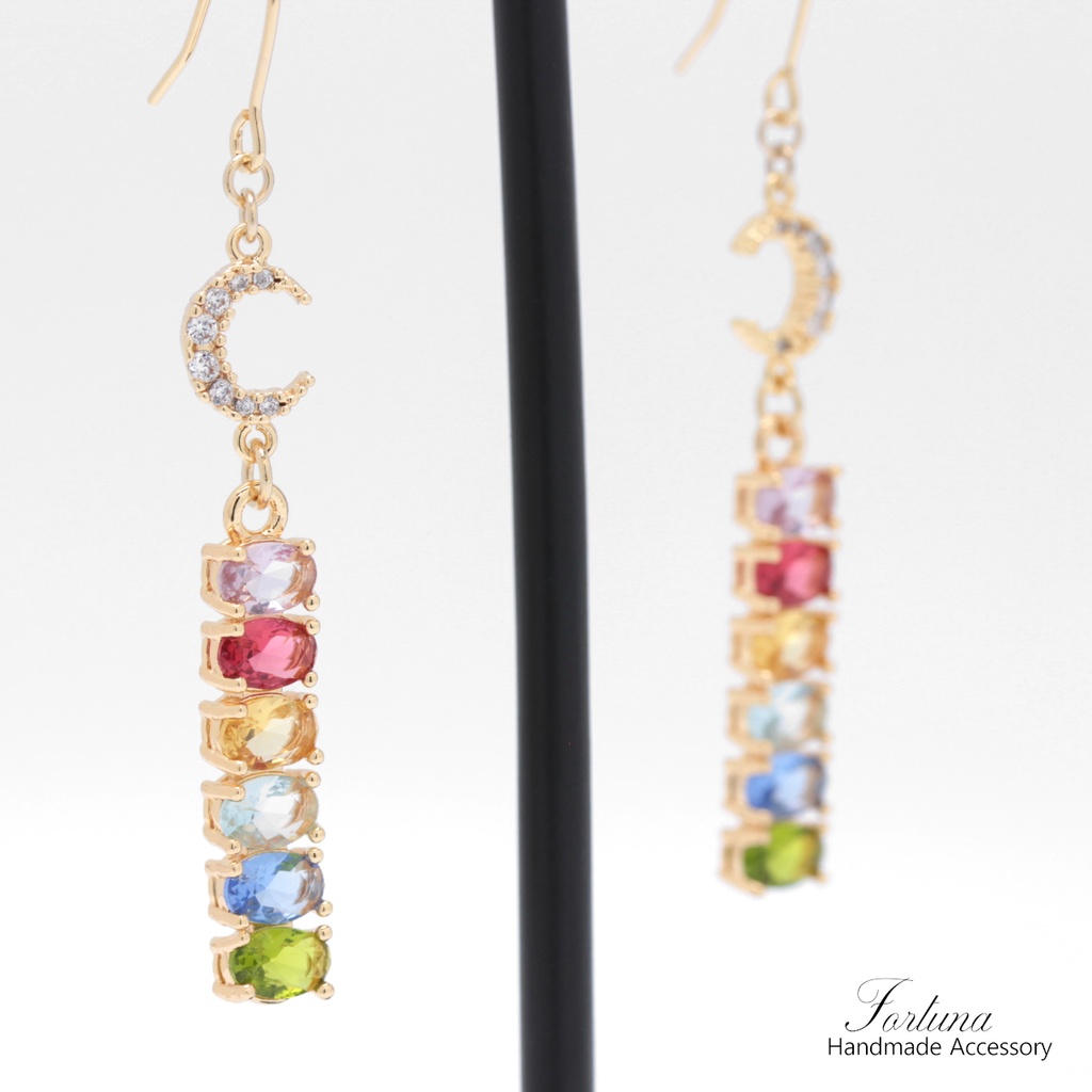Moon&Colorful Jewel(998) ピアス/イヤリング/ノンホールピアス/樹脂ピアス