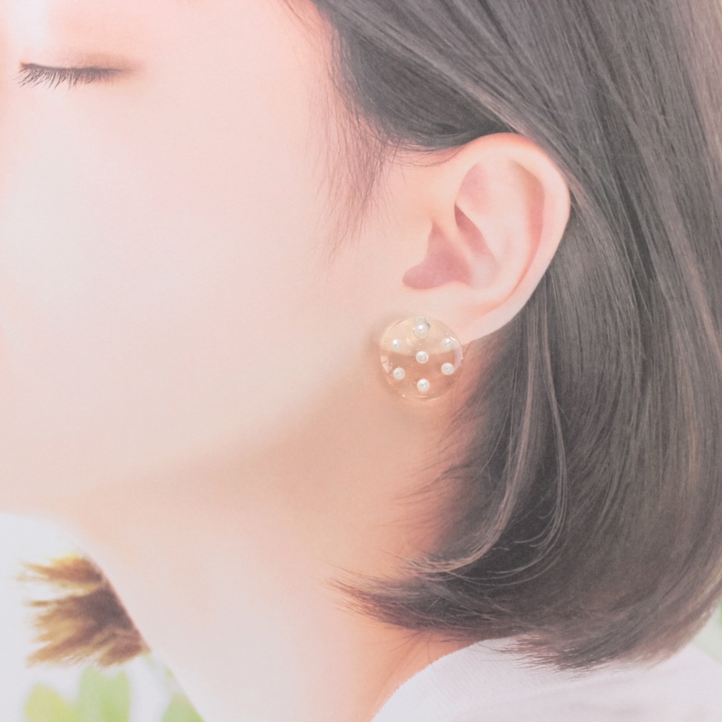 Clear Pearl~3type~(1010) ピアス/ノンホールピアス/樹脂ピアス