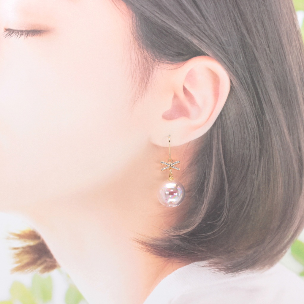 しゃぼんだま。りぼん(1016) ピアス/イヤリング/ノンホールピアス/樹脂ピアス