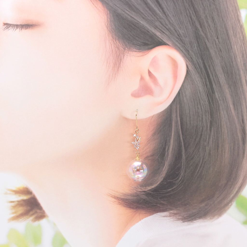 しゃぼんだま。はな(1018) ピアス/イヤリング/ノンホールピアス/樹脂ピアス
