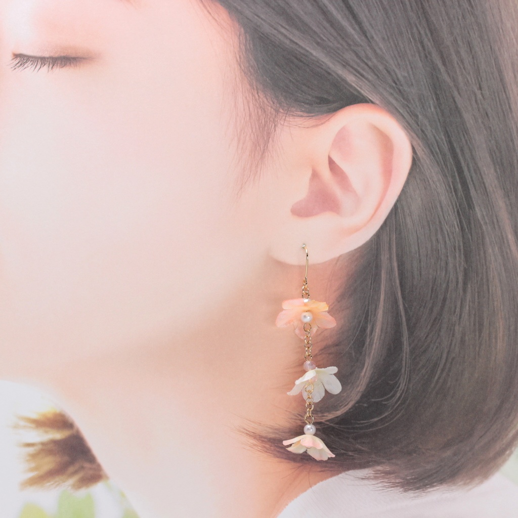 Pink Flower(1023) ピアス/イヤリング/ノンホールピアス/樹脂ピアス