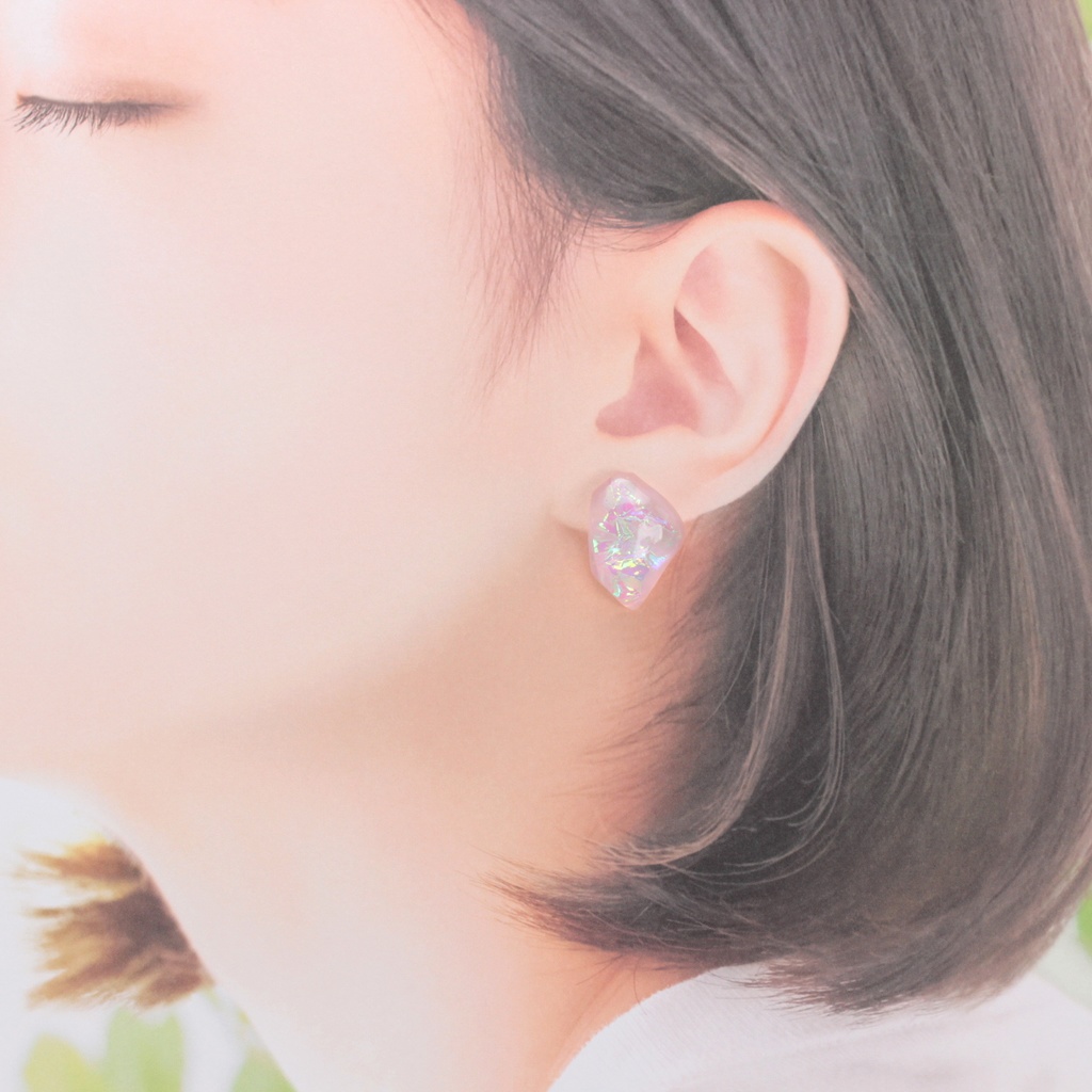 オーロラジュエル~ピンク~(1006) ピアス/ノンホールピアス/樹脂ピアス