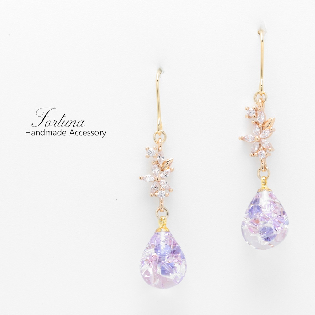 花と雫~4color~(1040) ピアス/イヤリング/ノンホールピアス/樹脂ピアス