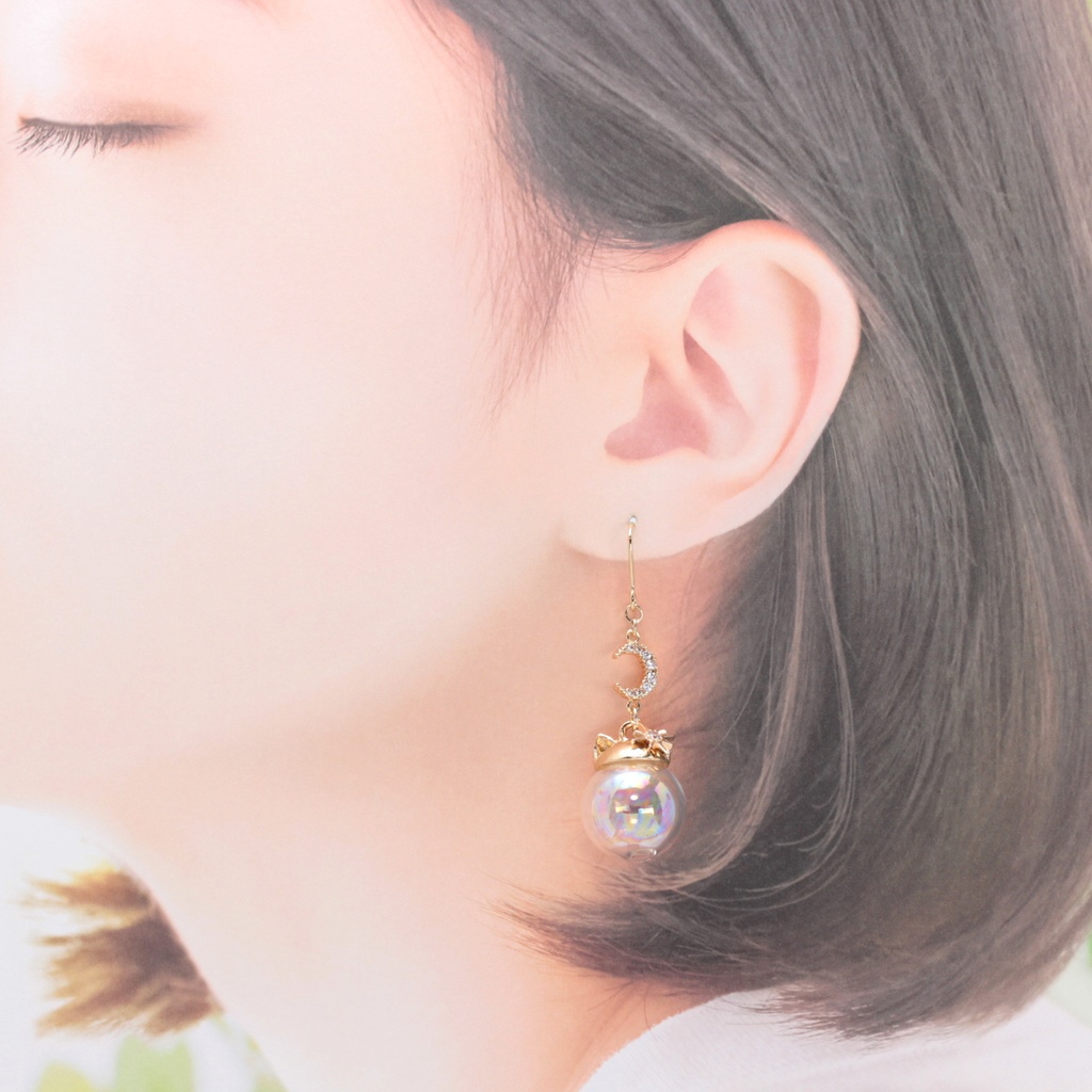 Animal Bubble~Moon~(1054) ピアス/イヤリング/ノンホールピアス/樹脂ピアス