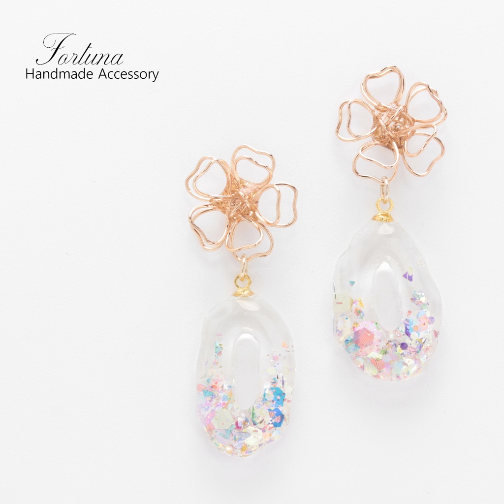 花とキラキラ(1061) ピアス/ノンホールピアス/樹脂ピアス