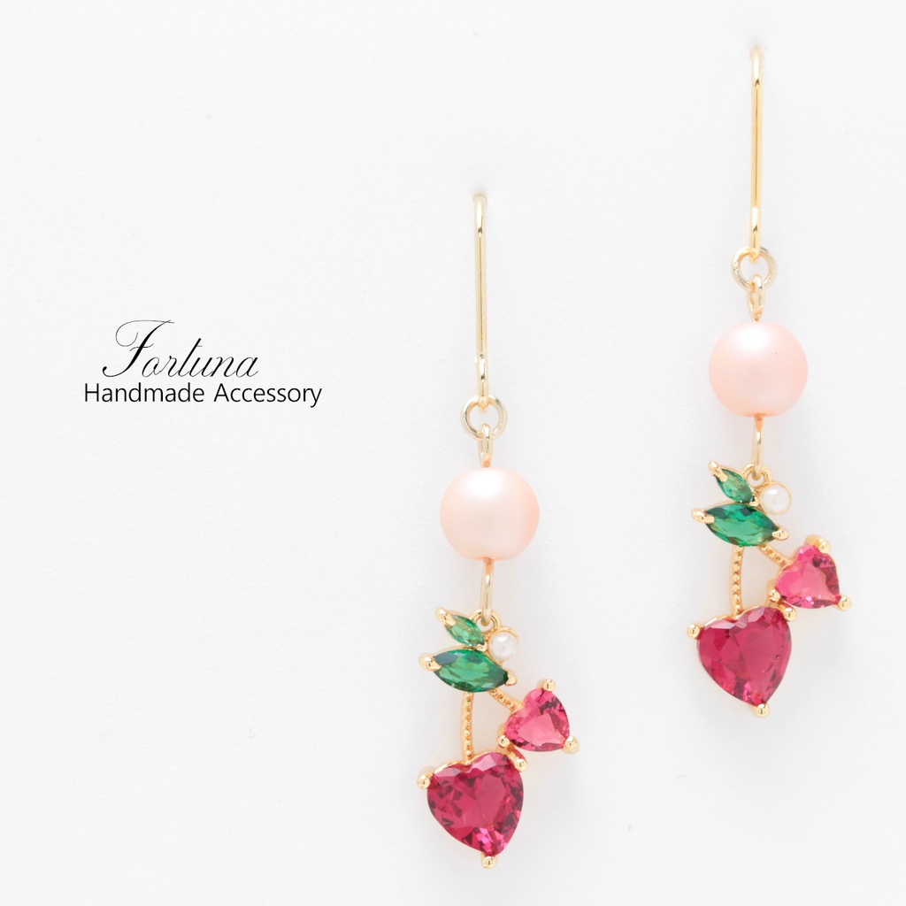 パールとさくらんぼ(1065) ピアス/イヤリング/ノンホールピアス/樹脂ピアス