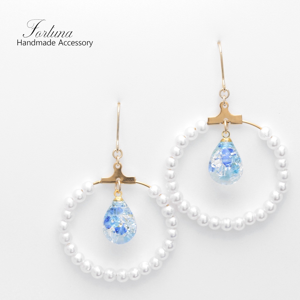 パールリングと雫~4color~(1066) ピアス/イヤリング/ノンホールピアス/樹脂ピアス