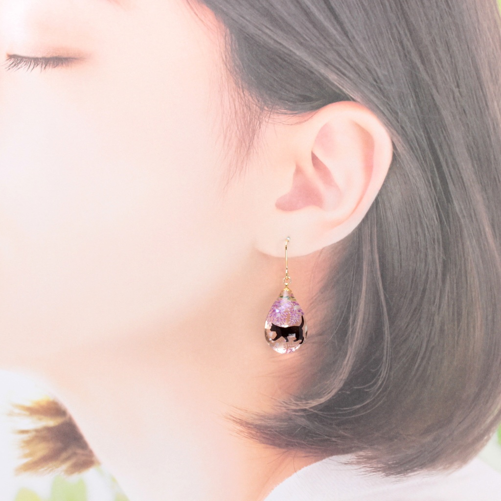 藤と猫(1082) ピアス/イヤリング/ノンホールピアス/樹脂ピアス
