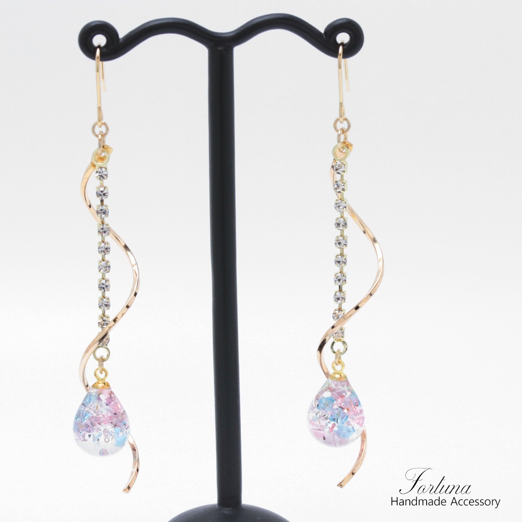 wave drop~4color~(1084) ピアス/イヤリング/ノンホールピアス/樹脂ピアス