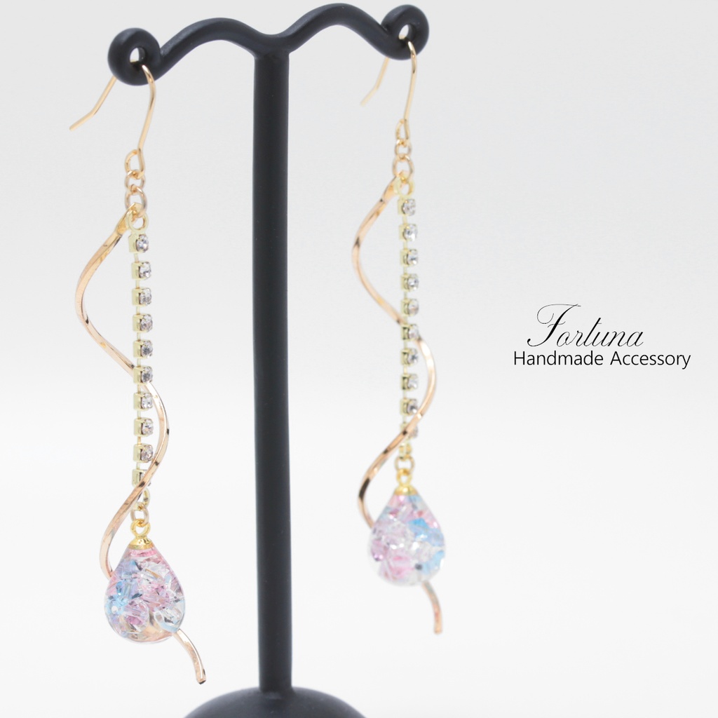 wave drop~4color~(1084) ピアス/イヤリング/ノンホールピアス/樹脂ピアス
