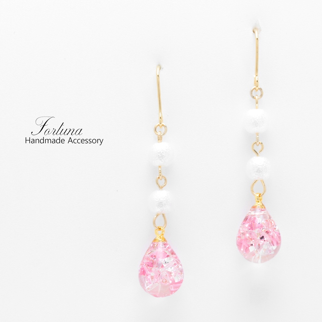 コットンパールと雫~4color~(1090) ピアス/イヤリング/ノンホールピアス/樹脂ピアス