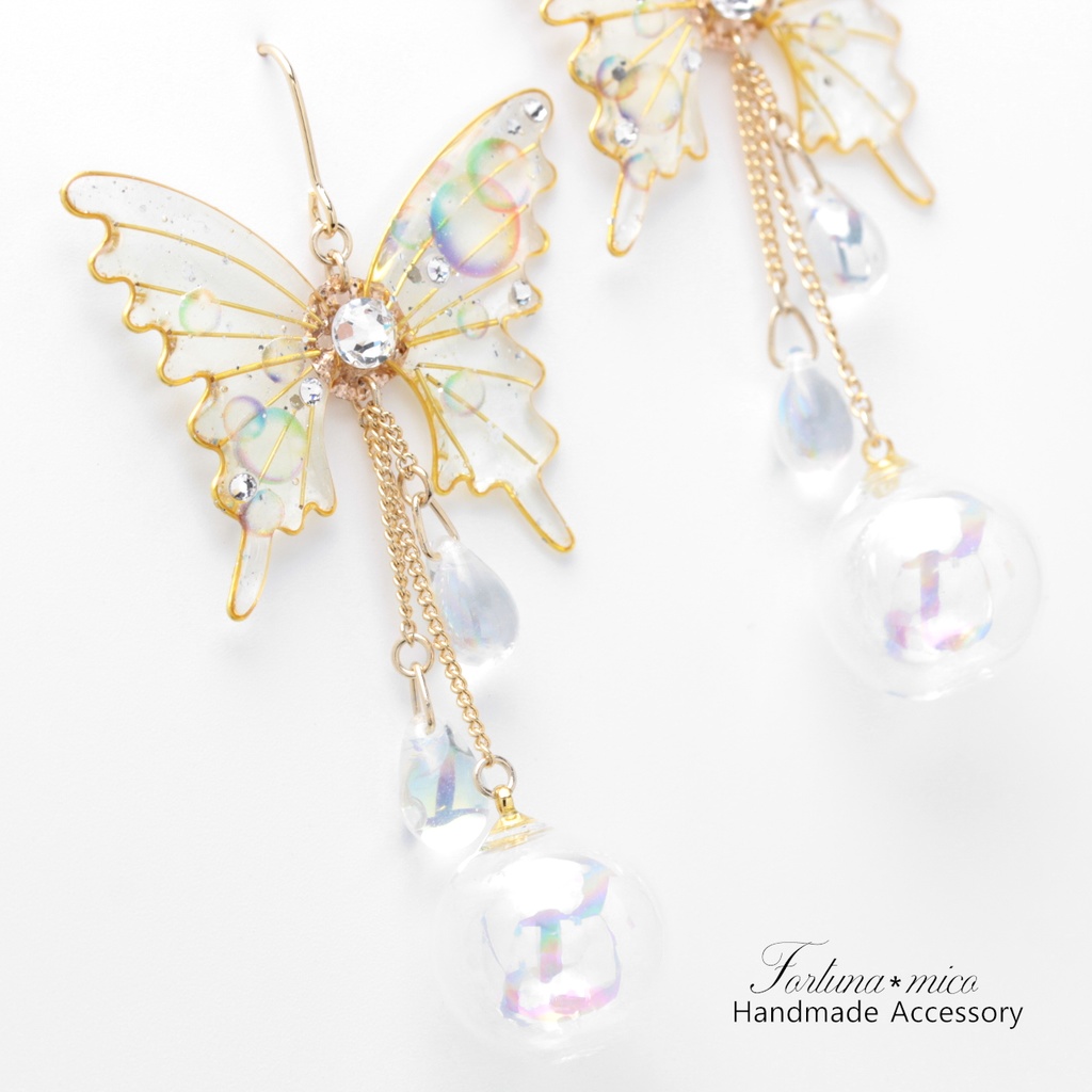 胡蝶~Bubble~(c53) ピアス/イヤリング/ノンホールピアス/樹脂ピアス