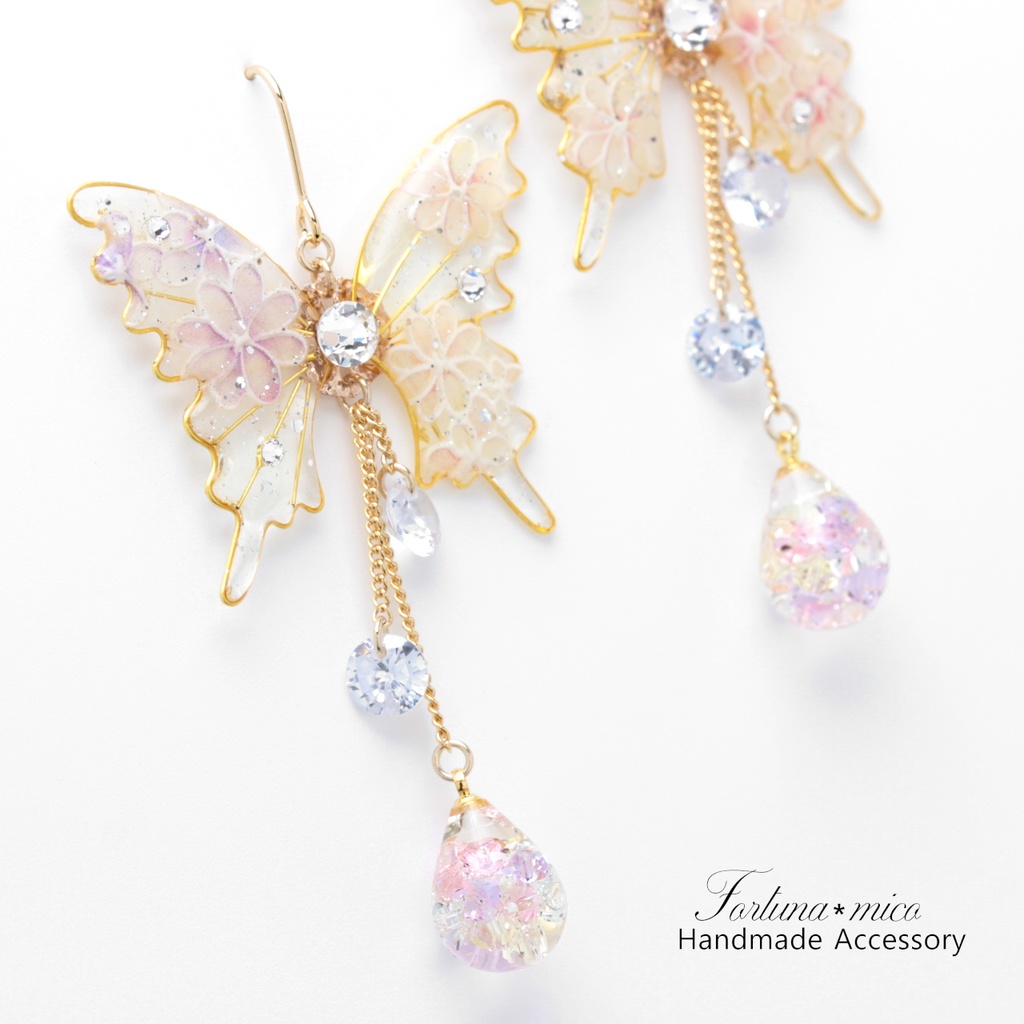 胡蝶~Colorful Flower~(c54) ピアス/イヤリング/ノンホールピアス/樹脂ピアス