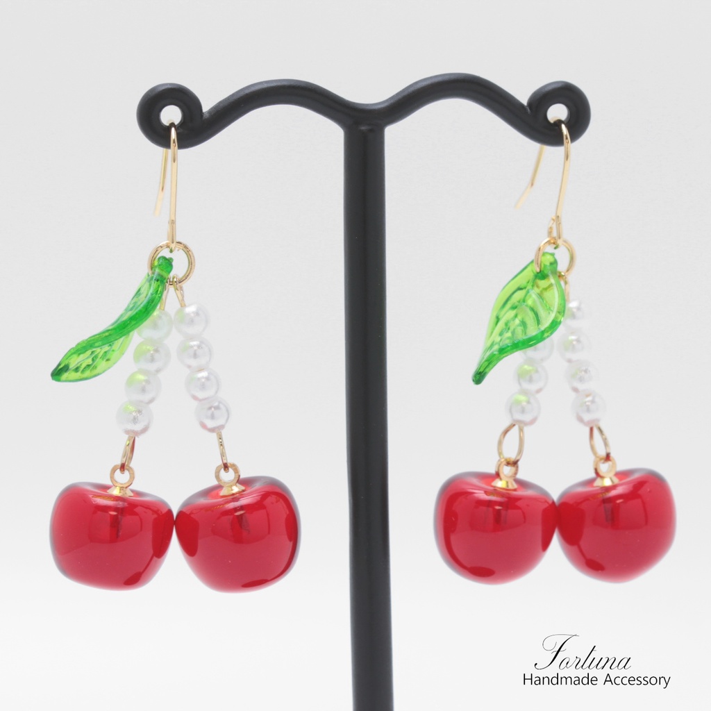 さくらんぼ~Pearl~(1104) ピアス/イヤリング/ノンホールピアス/樹脂ピアス