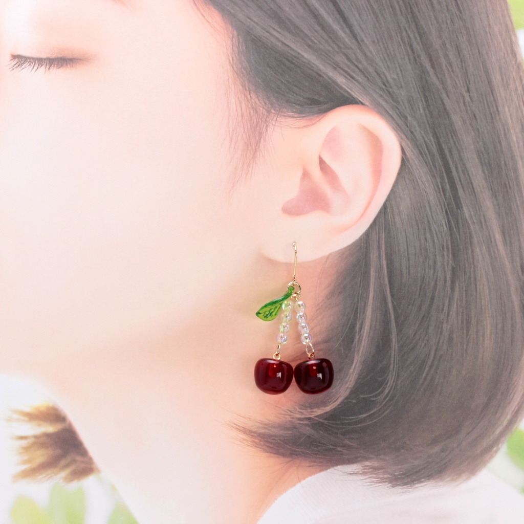 さくらんぼ~Aurora~(1105) ピアス/イヤリング/ノンホールピアス/樹脂ピアス