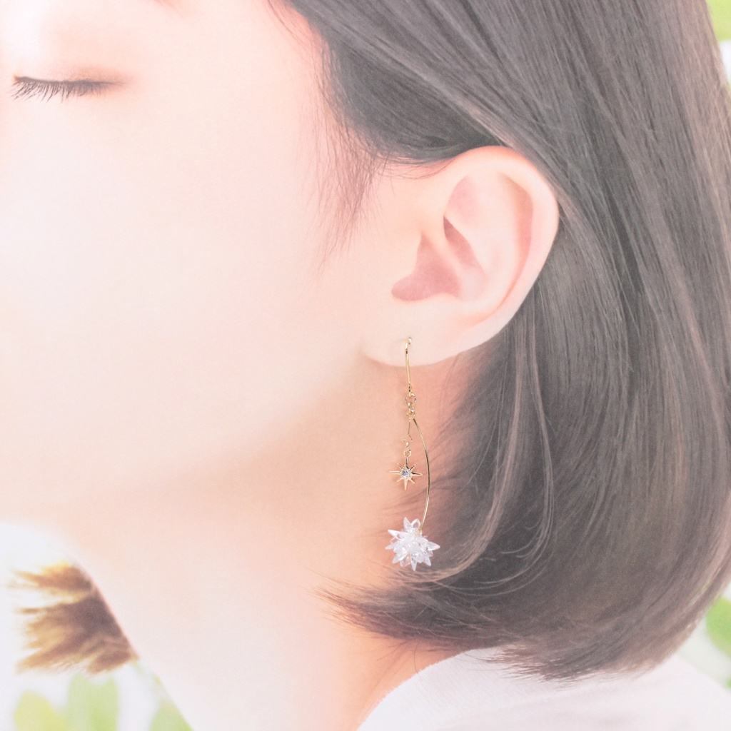 Arch Crystal(1110) ピアス/イヤリング/ノンホールピアス/樹脂ピアス