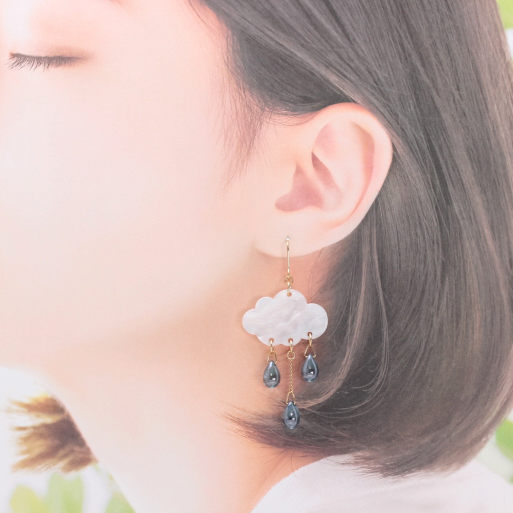 傘と雲~Rainbow~(1115) ピアス/イヤリング/ノンホールピアス/樹脂ピアス