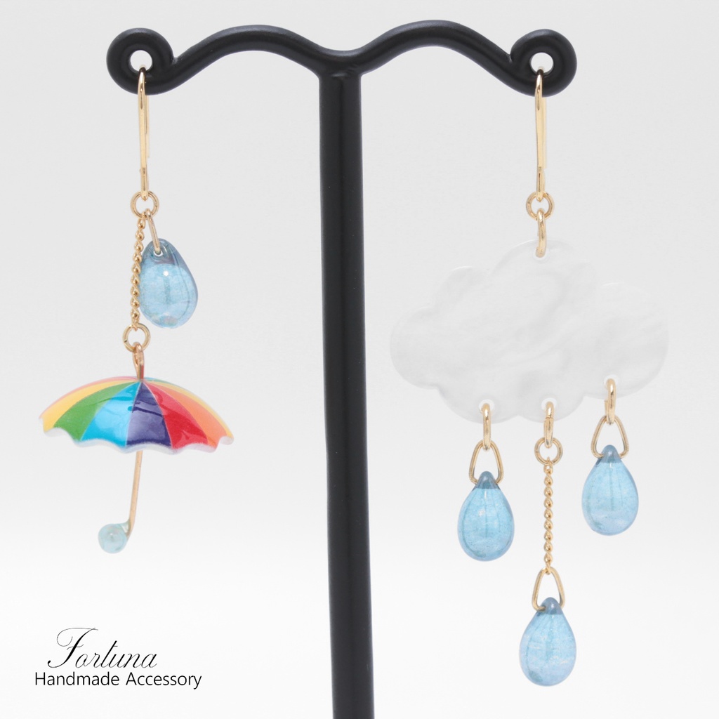 傘と雲~Rainbow~(1115) ピアス/イヤリング/ノンホールピアス/樹脂ピアス