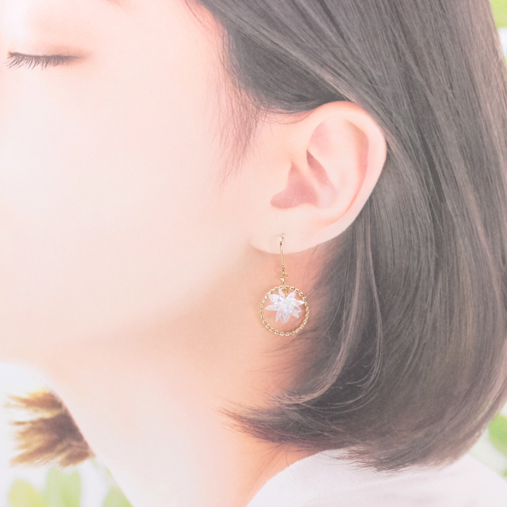 Ring&Crystal(1121) ピアス/イヤリング/ノンホールピアス/樹脂ピアス