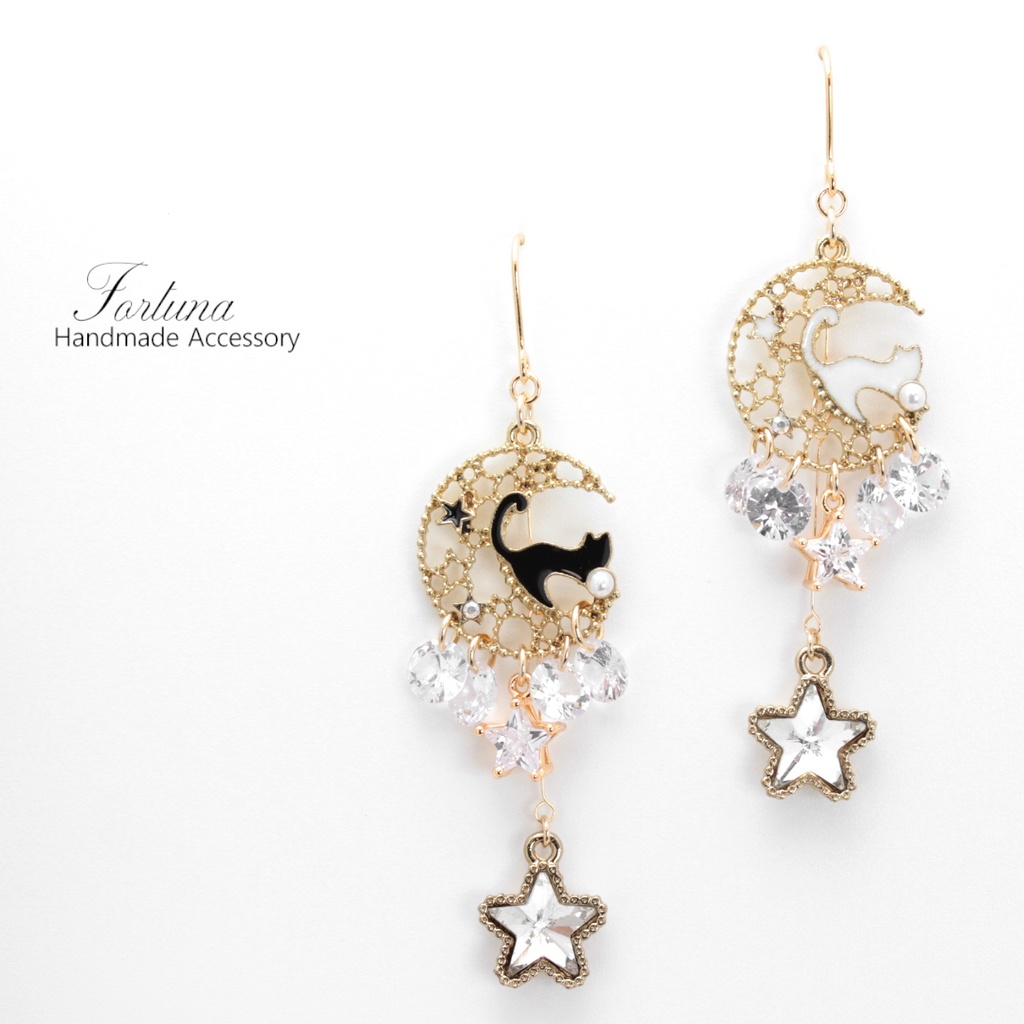 月と星と猫(1158) ピアス/イヤリング/ノンホールピアス/樹脂ピアス