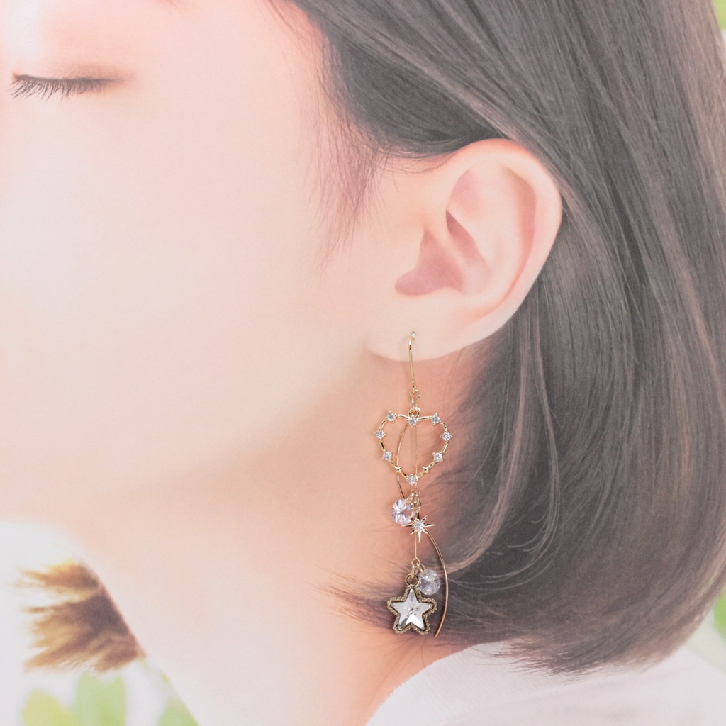 Heart crystal(1163) ピアス/イヤリング/ノンホールピアス/樹脂ピアス