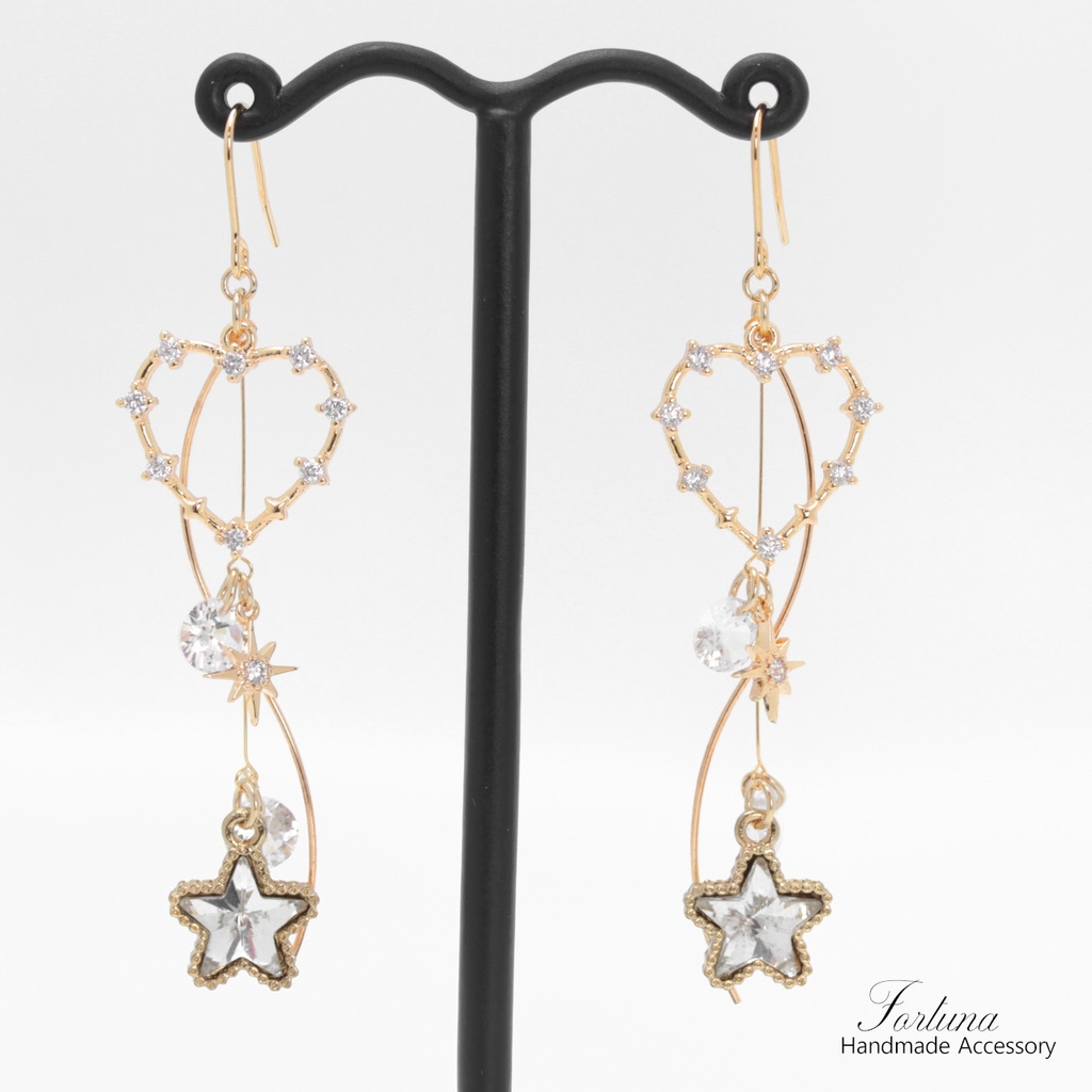 Heart crystal(1163) ピアス/イヤリング/ノンホールピアス/樹脂ピアス