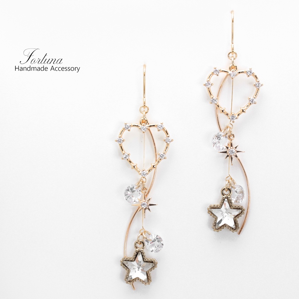 Heart crystal(1163) ピアス/イヤリング/ノンホールピアス/樹脂ピアス