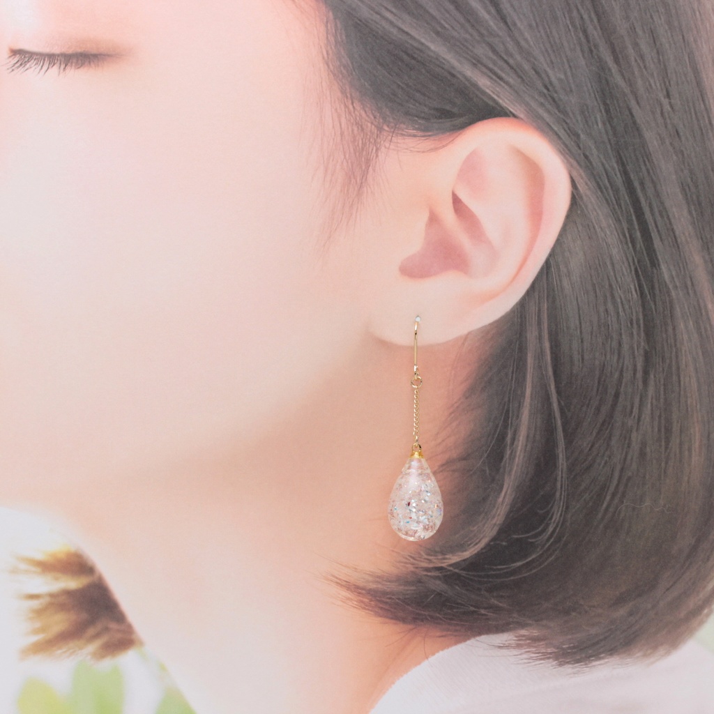 虹雫(1218) ピアス/イヤリング/ノンホールピアス/樹脂ピアス