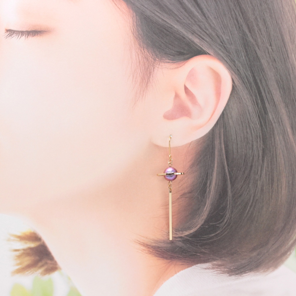 Planet × Moon~pink~(1240) ピアス/イヤリング/ノンホールピアス/樹脂ピアス