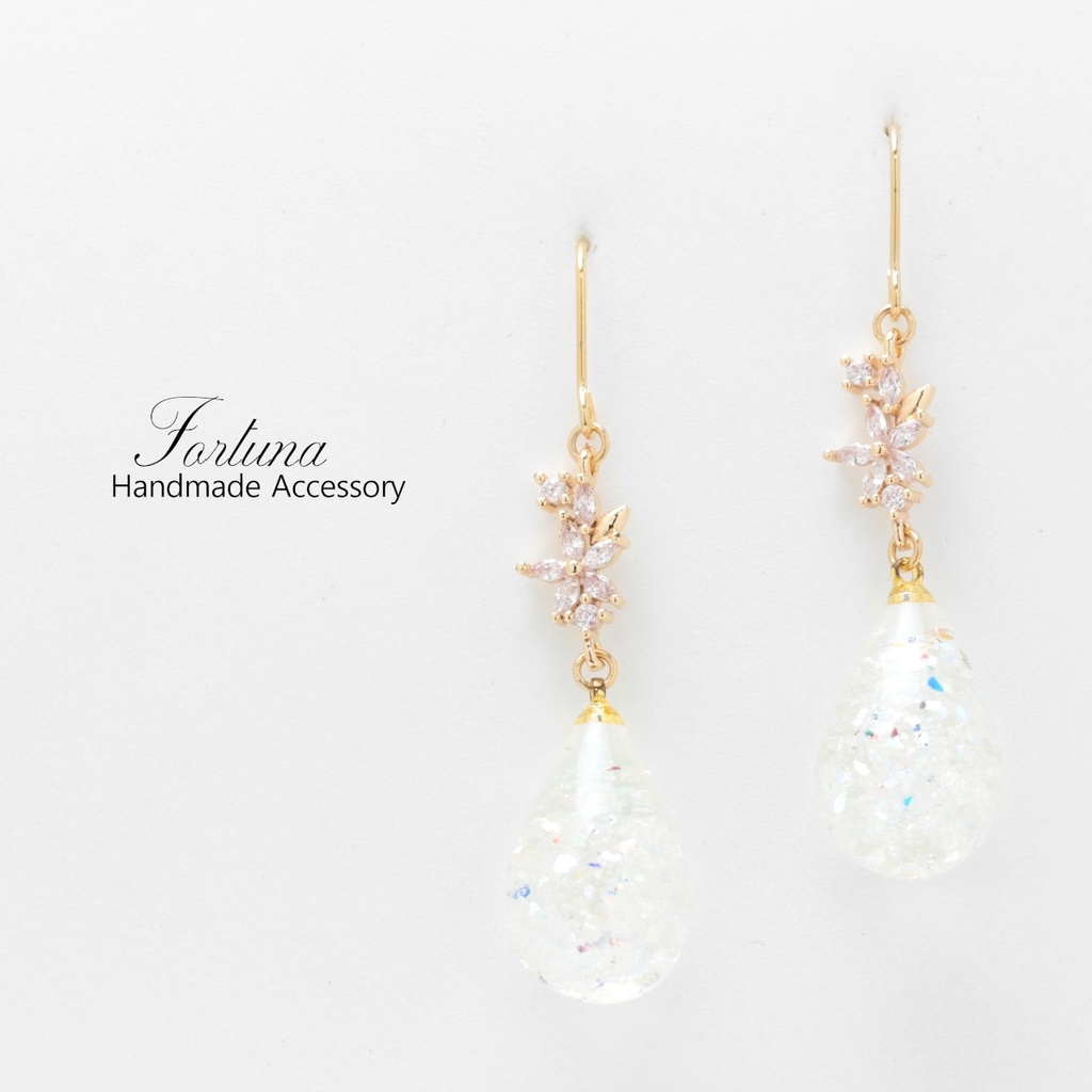 花虹雫(1244) ピアス/イヤリング/ノンホールピアス/樹脂ピアス