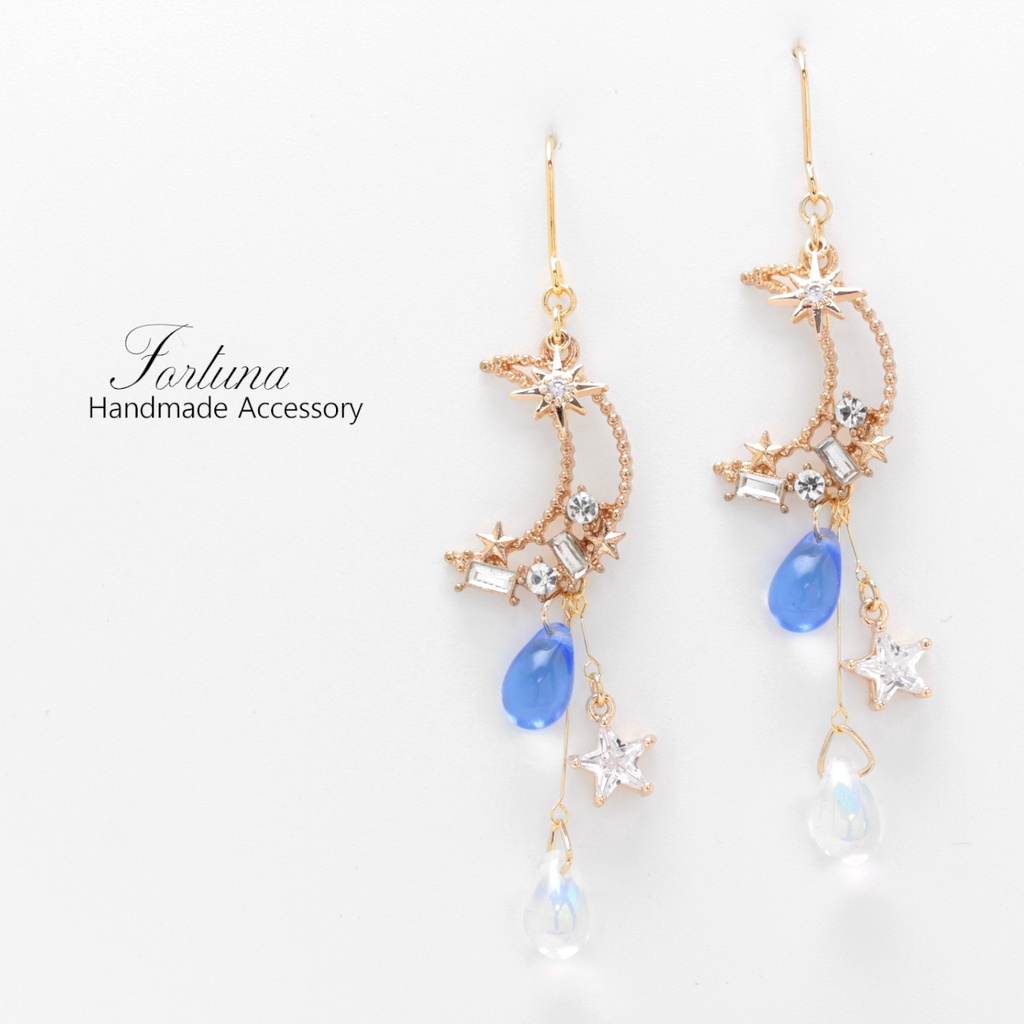 月の雫と星(1247) ピアス/イヤリング/ノンホールピアス/樹脂ピアス