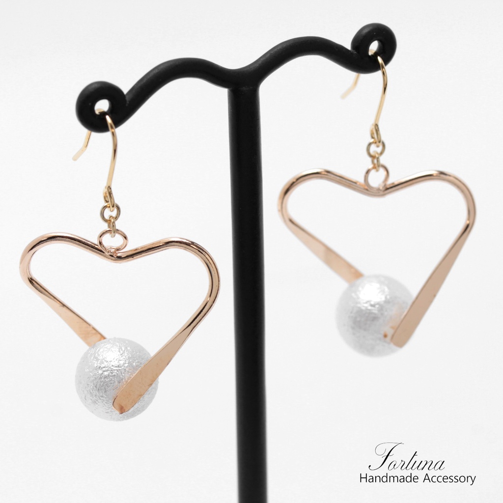 Heart & Cotton pearl(1265) ピアス/イヤリング/ノンホールピアス/樹脂ピアス