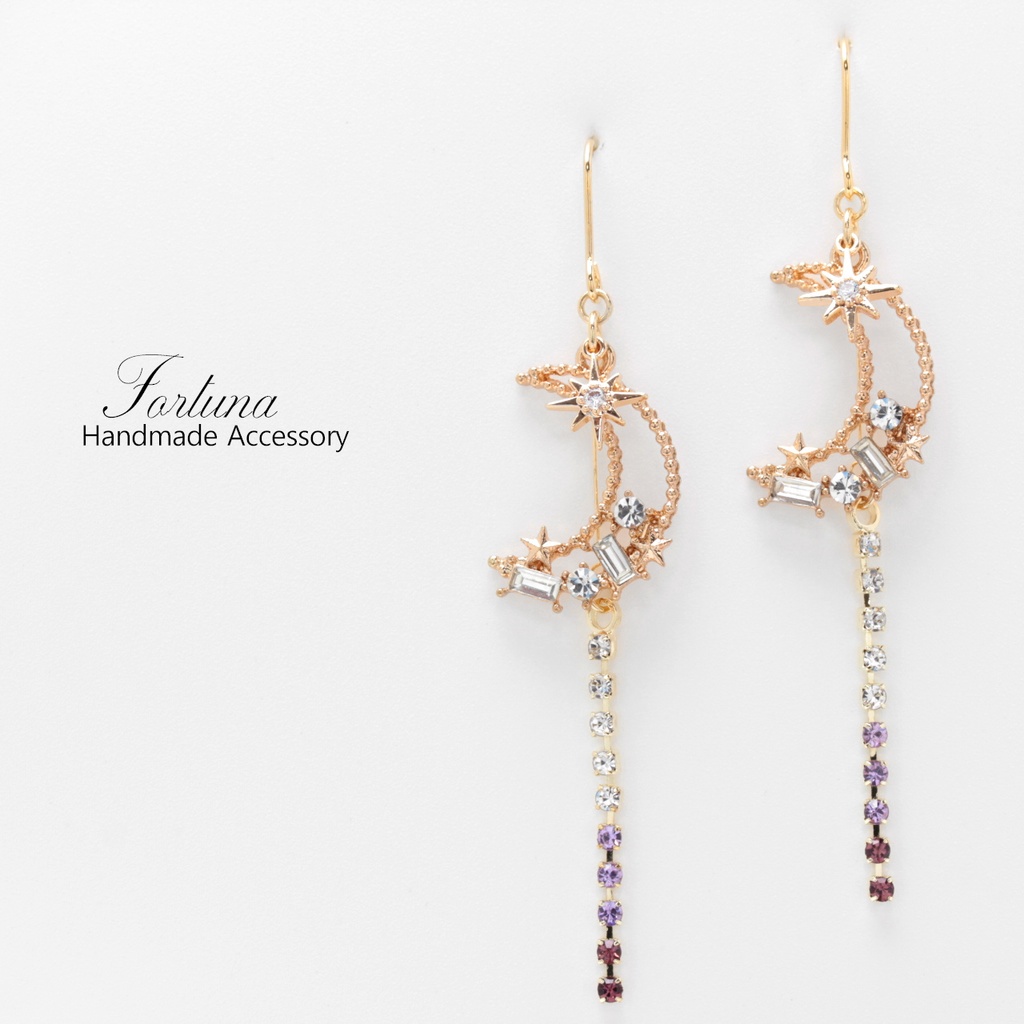 月と輝くクリスタル(1273) ピアス/イヤリング/ノンホールピアス/樹脂ピアス