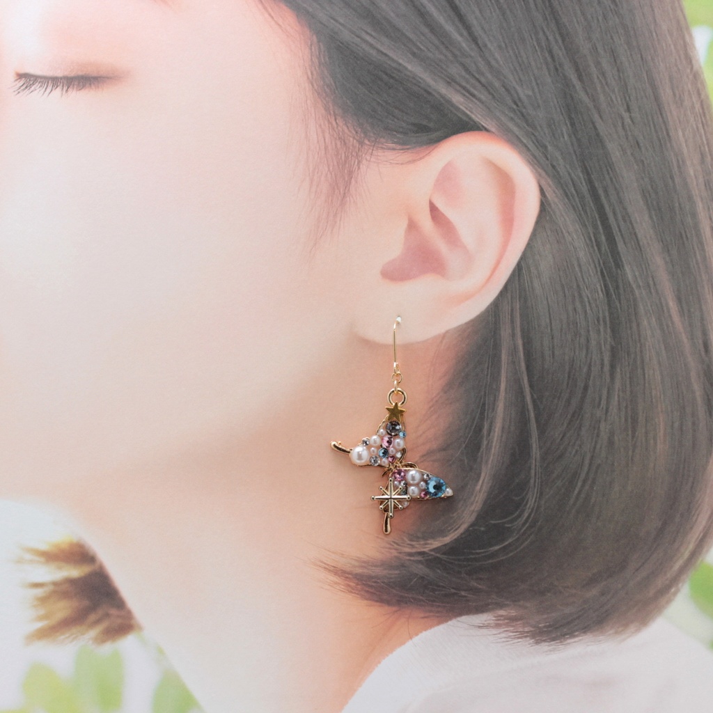 Colorful Butterfly(1277) ピアス/イヤリング/ノンホールピアス/樹脂ピアス