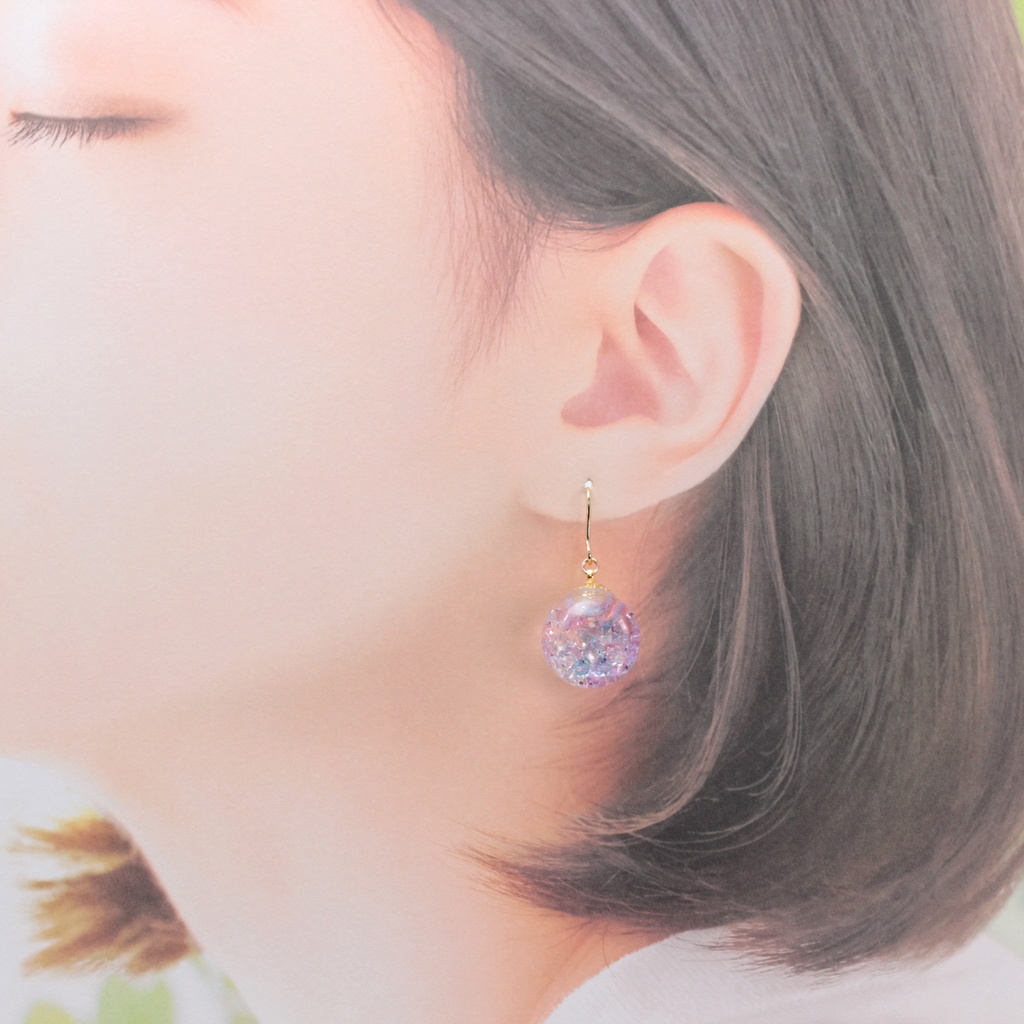 紫陽花カラー(1278) ピアス/イヤリング/ノンホールピアス/樹脂ピアス