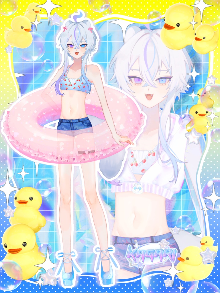 【無料】アヒルがかわいい!背景フレーム素材【カラー5×5色】