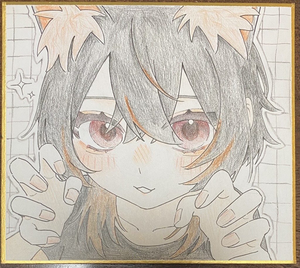 【ミニ色紙】猫耳の女の子