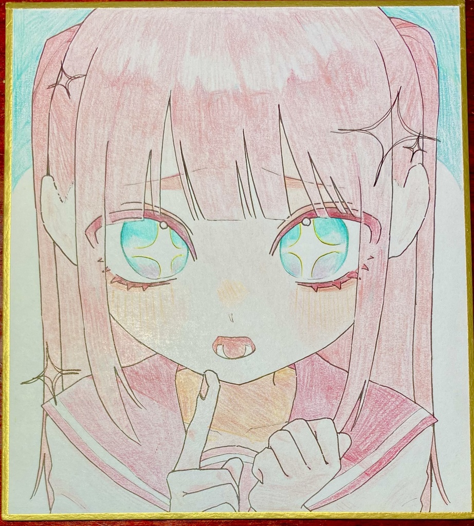 【ミニ色紙】ピンク髪の女の子