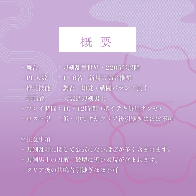 刀剣乱舞×エモクロアシナリオ『夢寐の庭にて』