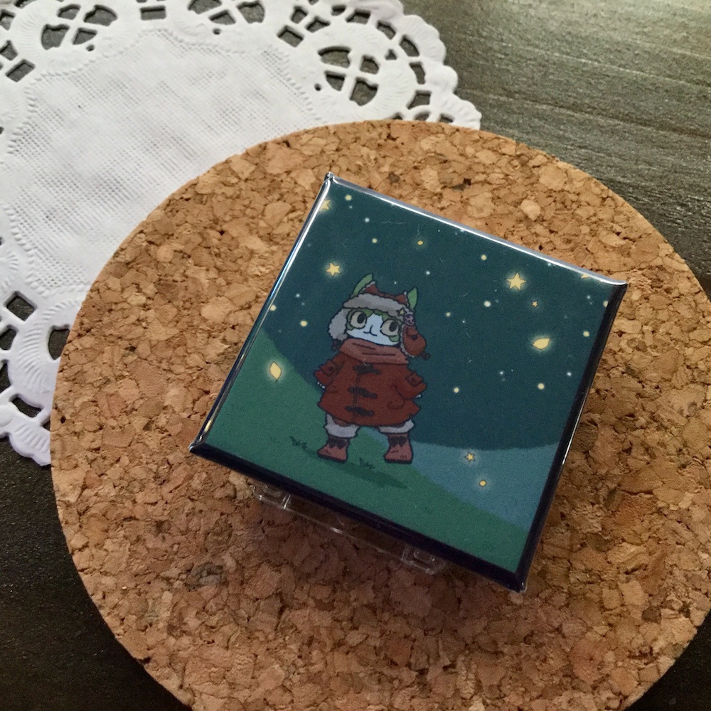 立てて飾れる 星空ハチワレ猫 缶バッジ