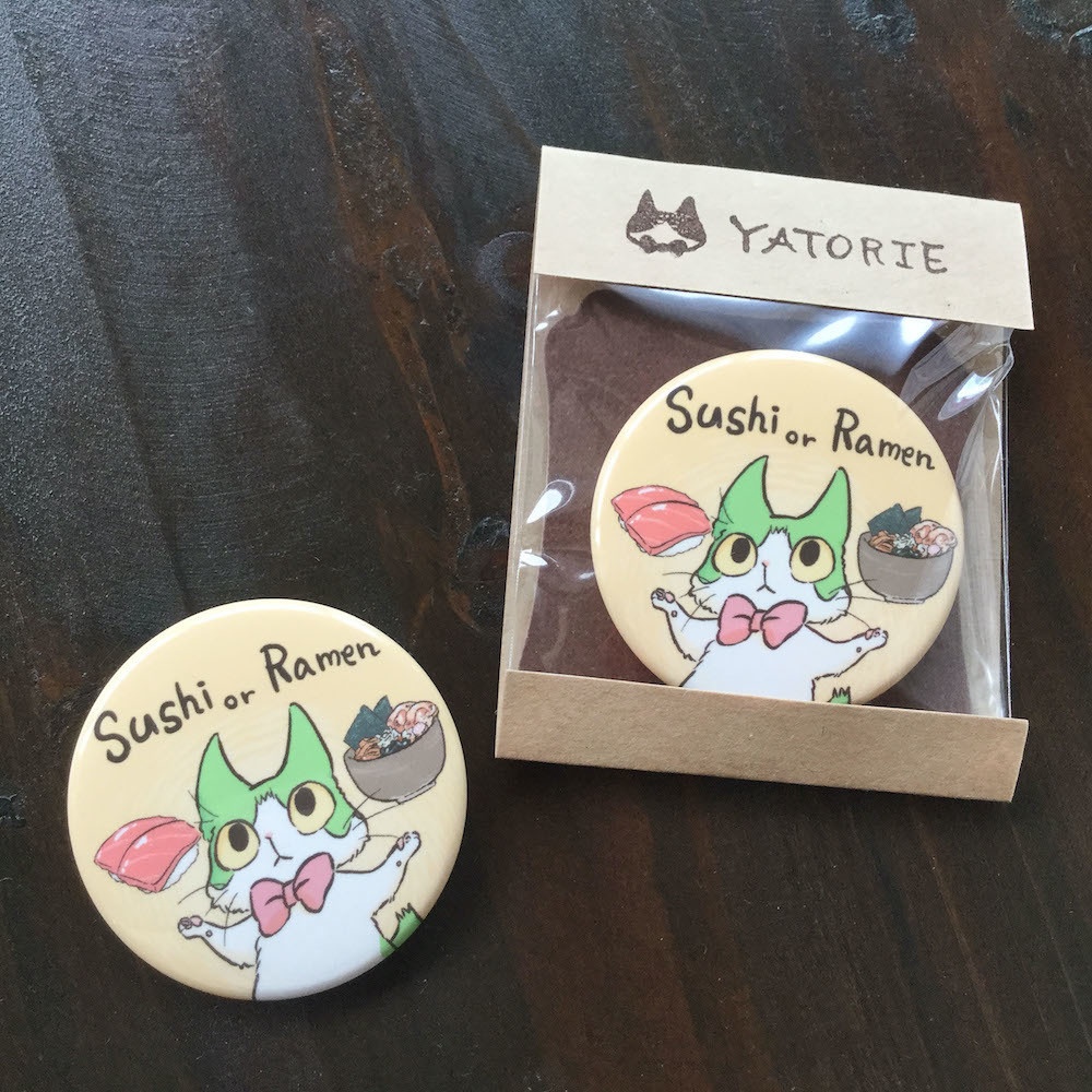 寿司orラーメン 缶バッジ