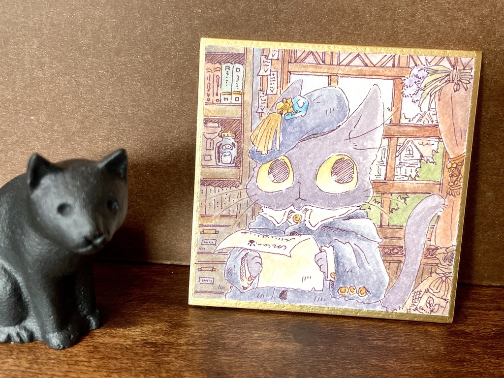 原画「契約書と黒ねこ」