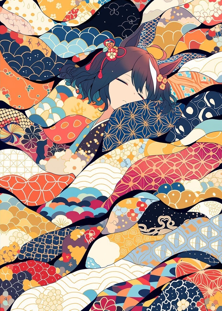 『春眠 キタサンブラック』A4額縁入りAIアートプリント