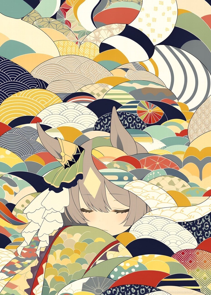 『春眠 サトノダイヤモンド』A4額縁入りAIアートプリント